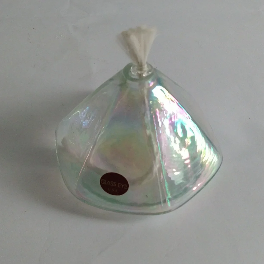 Vintage Oil Lamp Glass Eye Studio GES Art Glass Iridescent Seattle WA